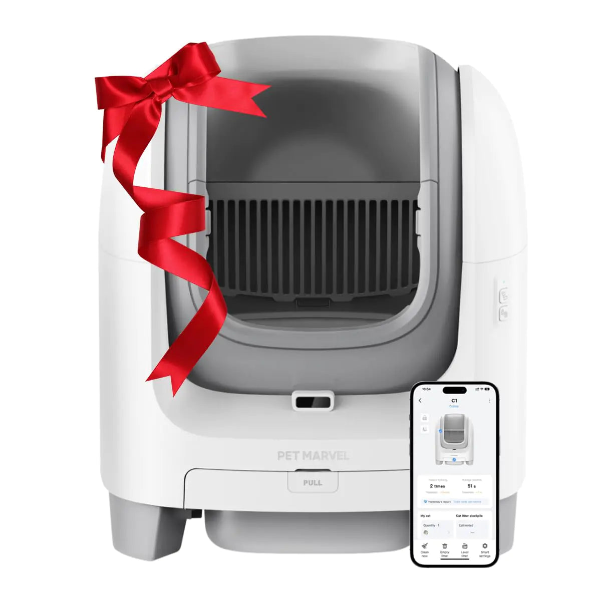 PET MARVEL Self-Cleaning Litter Box Open-Top Automatic Litter Box for Cats 70L Large Space for Multiple Cats APP Control/Easy to Clean/Safety Protection/with Waste Bags