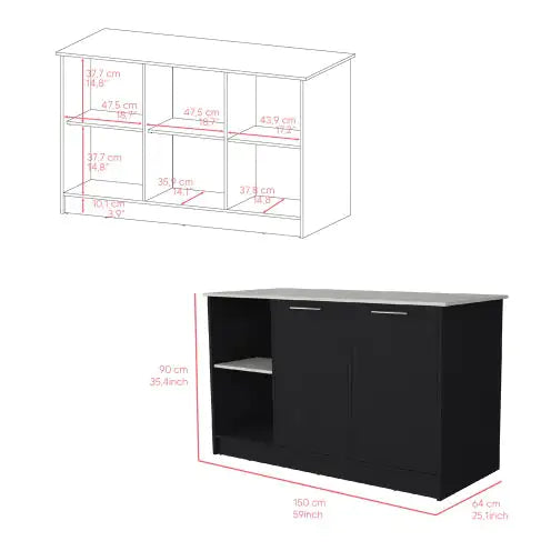 Kitchen Island Padua, Kitchen, Black Onyx
