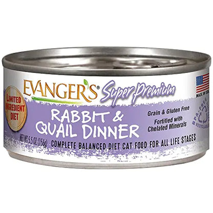 Evangers Super Premium Rabbit & Quail Dinner for Cats 24 x 5.5 oz cans