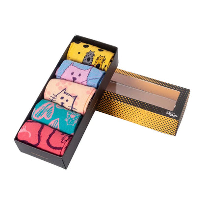 Biggdesign Cats 5 Pcs Women Soxy Socket Socks