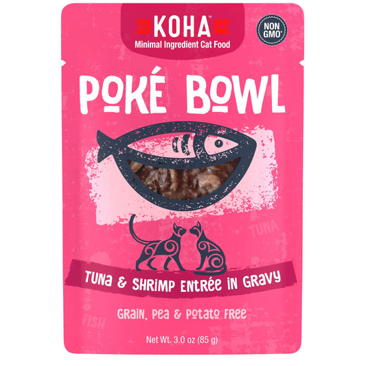 KOHA Poké Bowl Tuna & Shrimp Entree in Gravy for Cats 12-Pack of 3oz Pouches