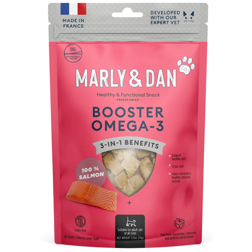 Marly & Dan Tasty 100% Freeze Dried Salmon Omega-3 Booster Treats and Topper for Cats
